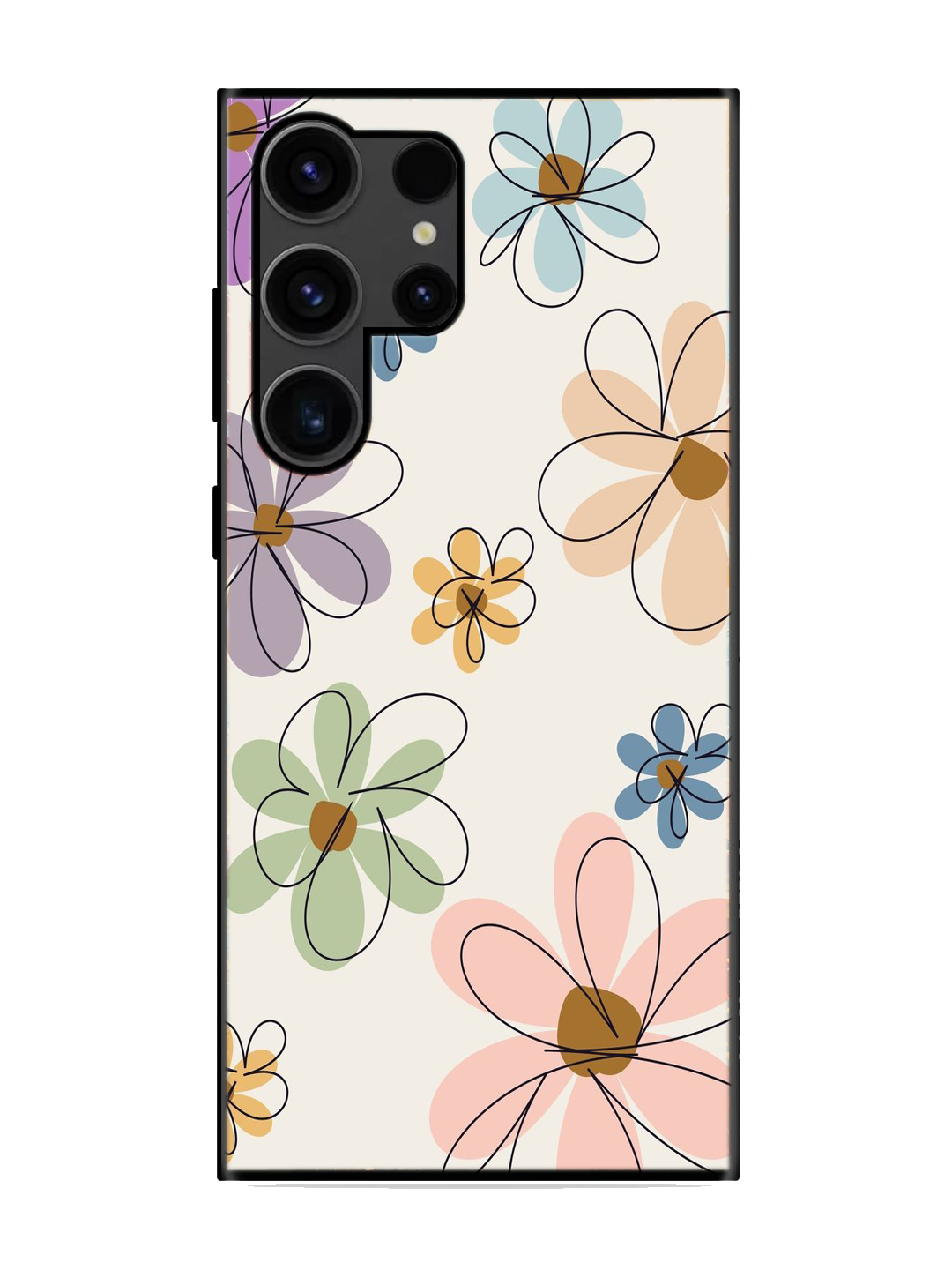 Flower Print Glass Case for Samsung S23 Ultra (a60)