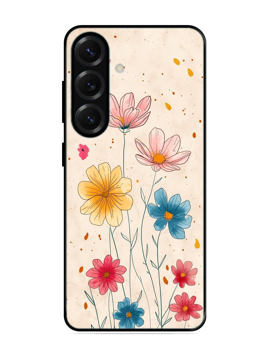 Flower Print Glass Case for Samsung S25 (A61)