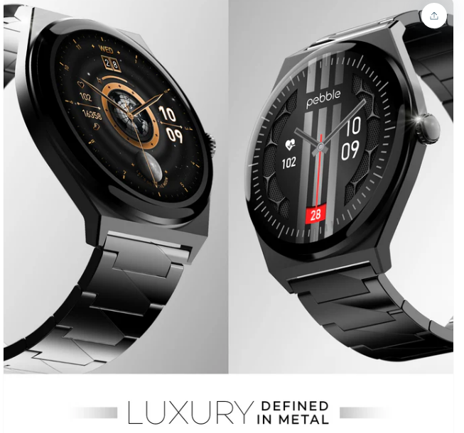 Pebble Royale Steel Smart Watch with One Year Warranty.