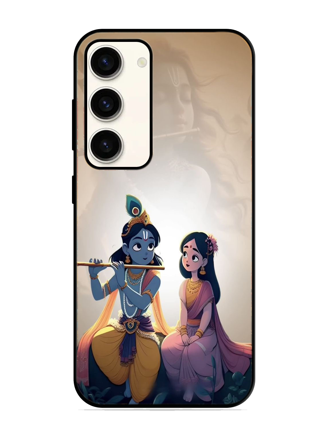Radha Krishna Print Glass Case for Samsung S23 (a108)