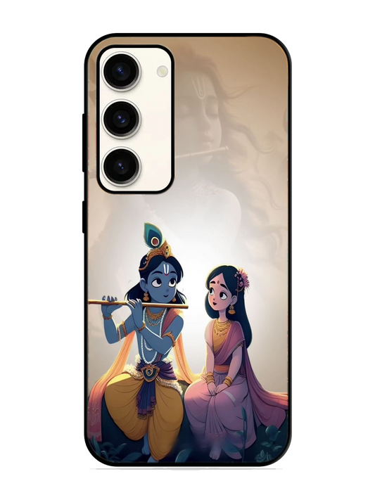 Radha Krishna Print Glass Case for Samsung S23 (a108)