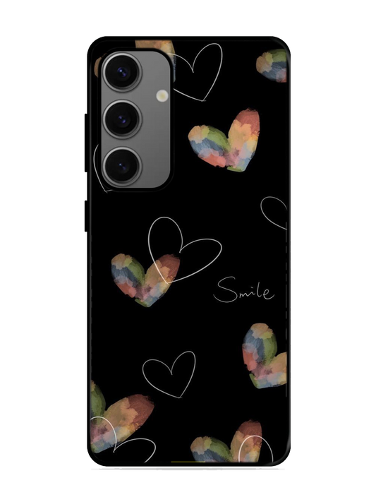 Heart Print Glass Case for Samsung S24 (a17)