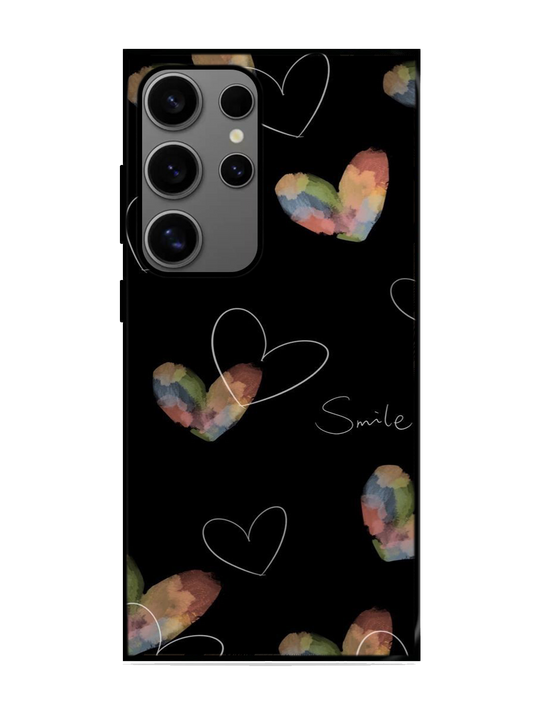 Heart Print Glass Case for Samsung S24 Ultra (A17)