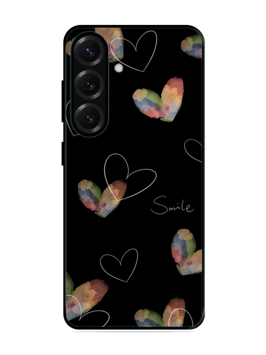 Heart Print Glass Case for Samsung S25 (A17)