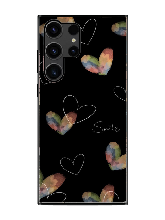 Heart Print Premium Glass Case for Samsung S23 Ultra (a17)
