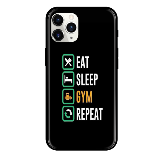 Eat Sleep Gym Repeat Print Glass Case