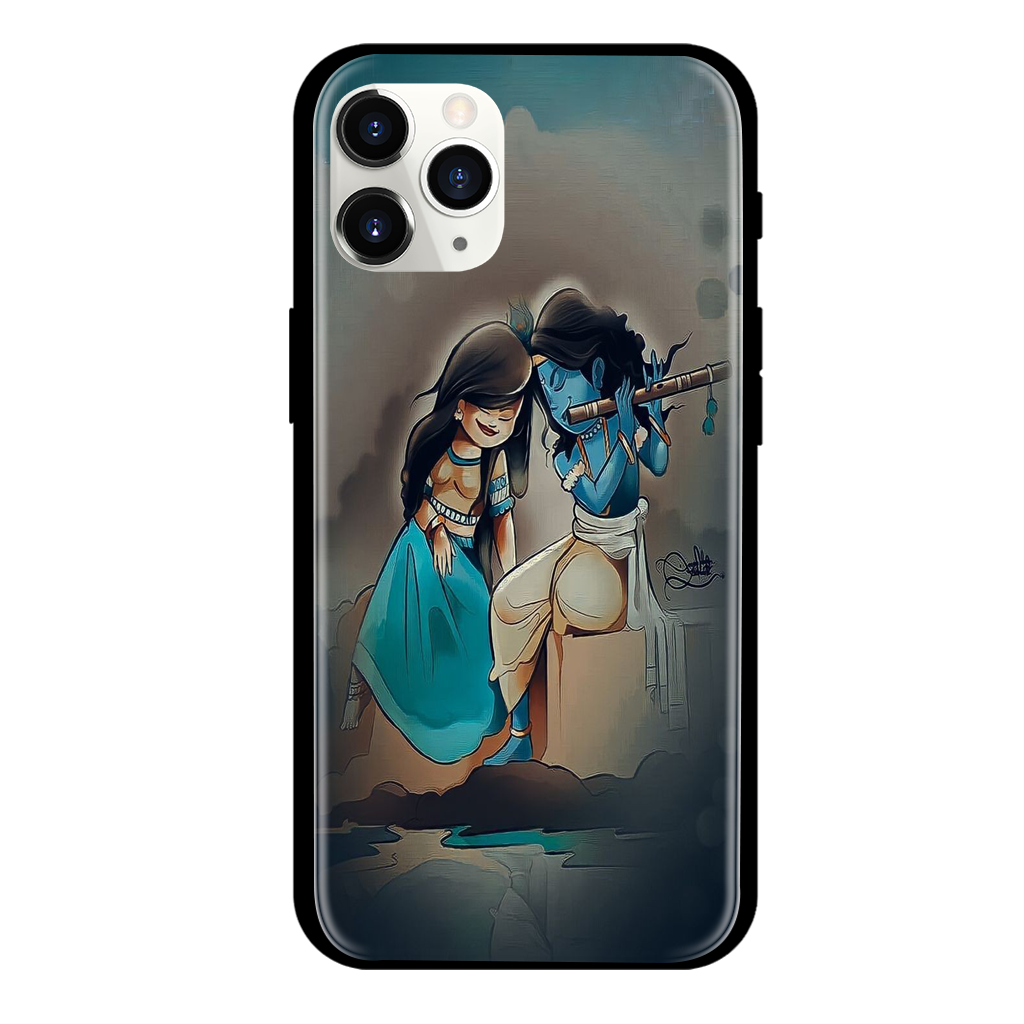 Radha Krishna Print Glass Case