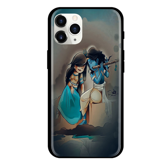 Radha Krishna Print Glass Case