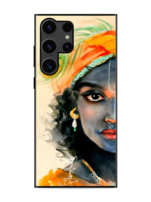 Lord Krishna Print Glass Case for Samsung S23 Ultra (a51)
