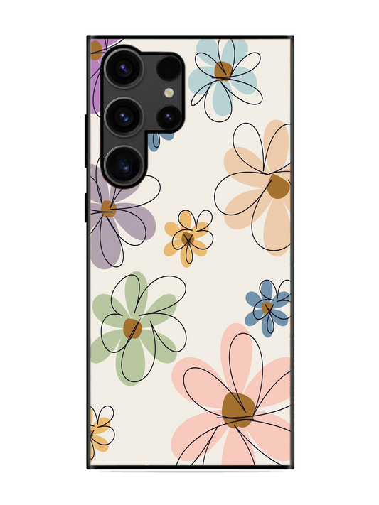 Flower Print Glass Case for Samsung S23 Ultra (a60)