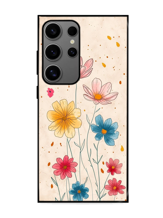 Flower Print Glass Case for Samsung S24 Ultra (A61)