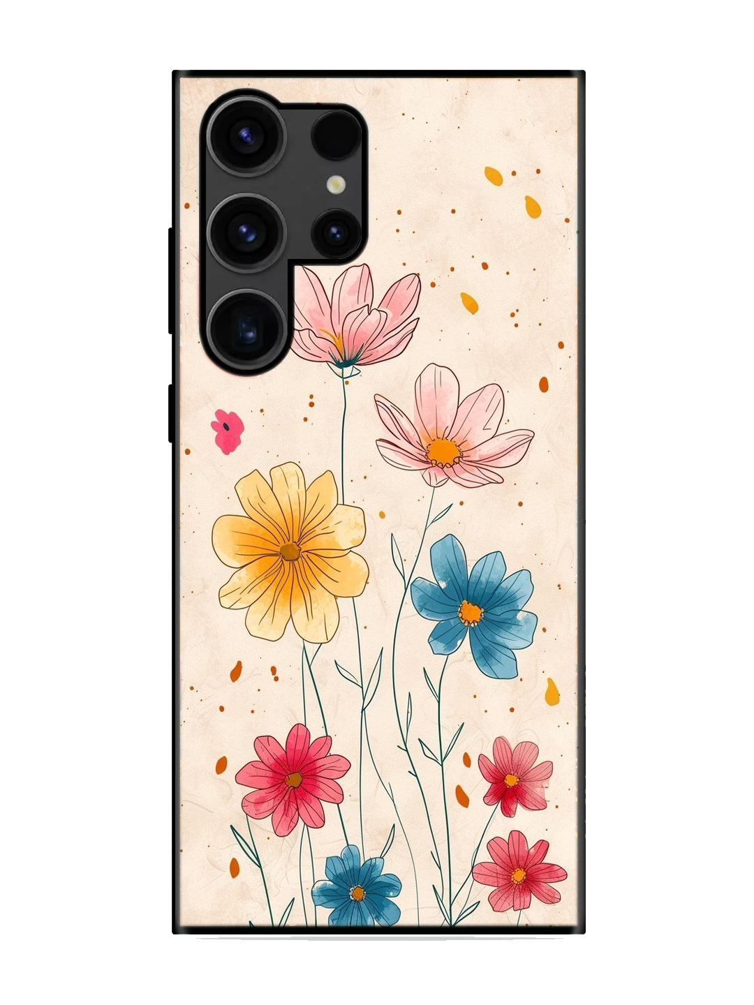 Flower Print Glass Case for Samsung S23 Ultra (a61)