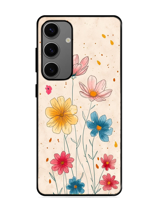 Flower Print Glass Case for Samsung S24 (a61)