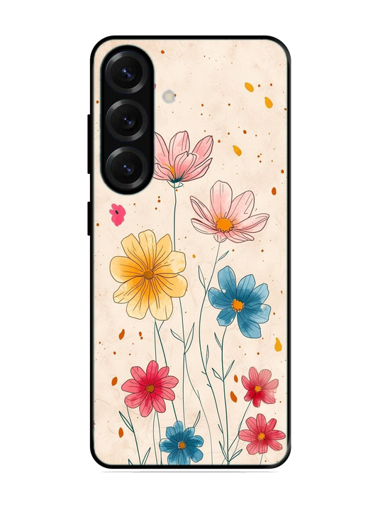 Flower Print Glass Case for Samsung S25 (A61)