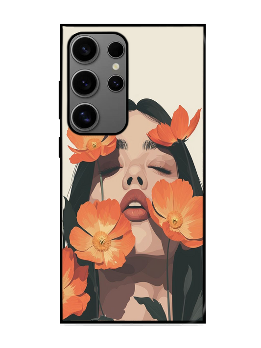 Flower Print Glass Case for Samsung S24 Ultra (A62)