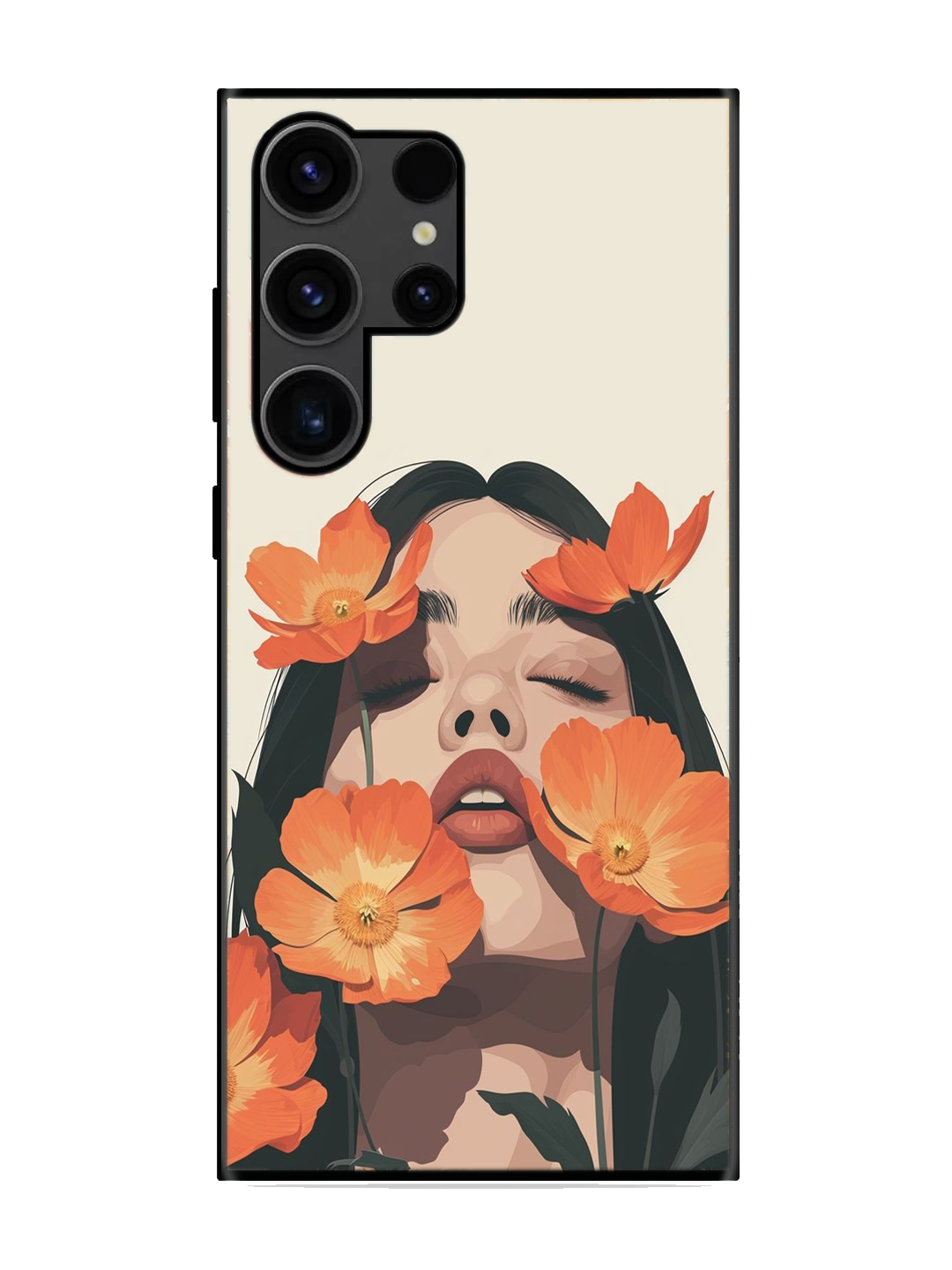 Flower Print Glass Case for Samsung S23 Ultra (a62)