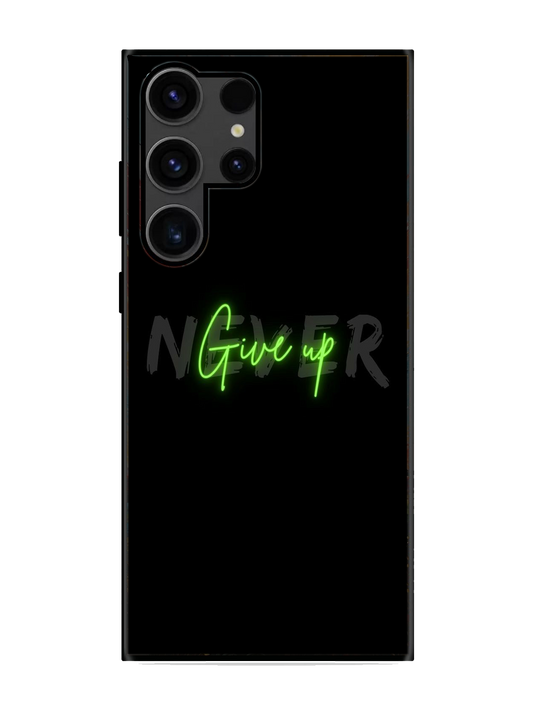 Never Give Up Print Glass Case for Samsung S23 Ultra (a65)