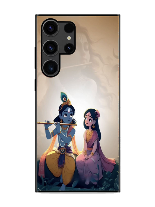 Radha Krishna Print Glass Case for Samsung S23 Ultra (a108)