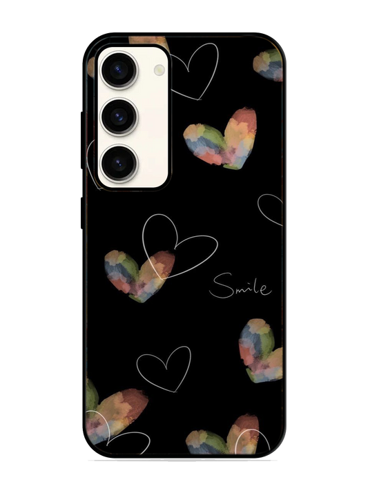 Heart Print Glass Case for Samsung S23 (a17)