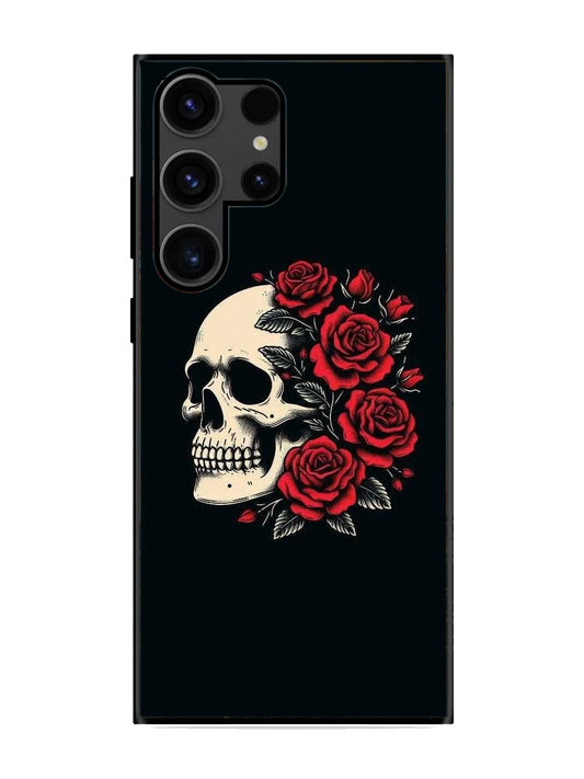 Skull Print Premium Glass Case for Samsung S23 Ultra (a26)