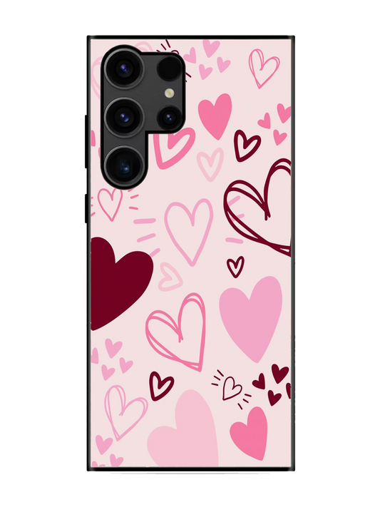 Heart Print Premium Glass Case for Samsung S23 Ultra (a31)