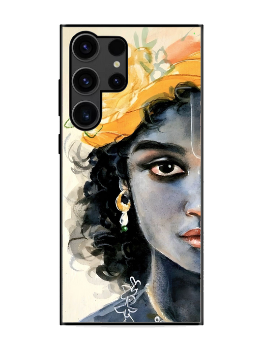 Lord Krishna Print Glass Case for Samsung S23 Ultra (a38)