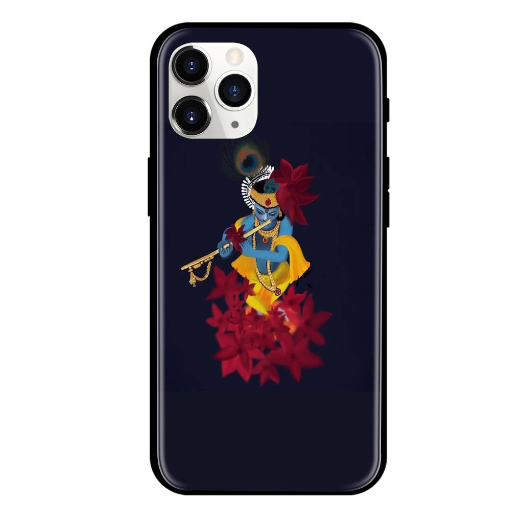 Lord Krishna Print Glass Case