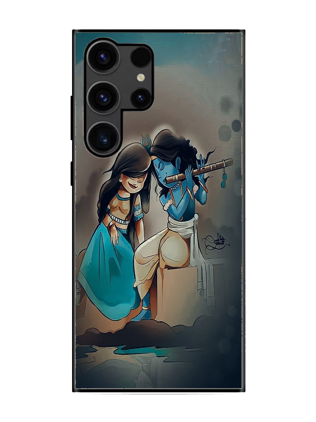 Lord Krishna Print Glass Case for Samsung S23 Ultra (a44)