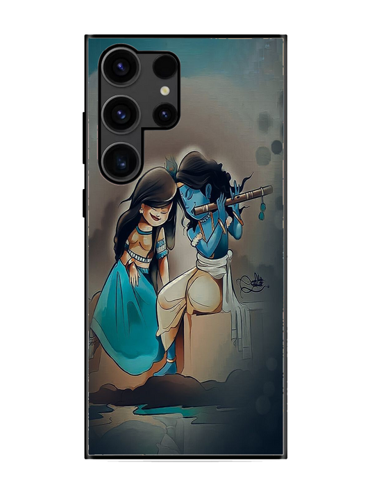 Lord Krishna Print Glass Case for Samsung S23 Ultra (a44)