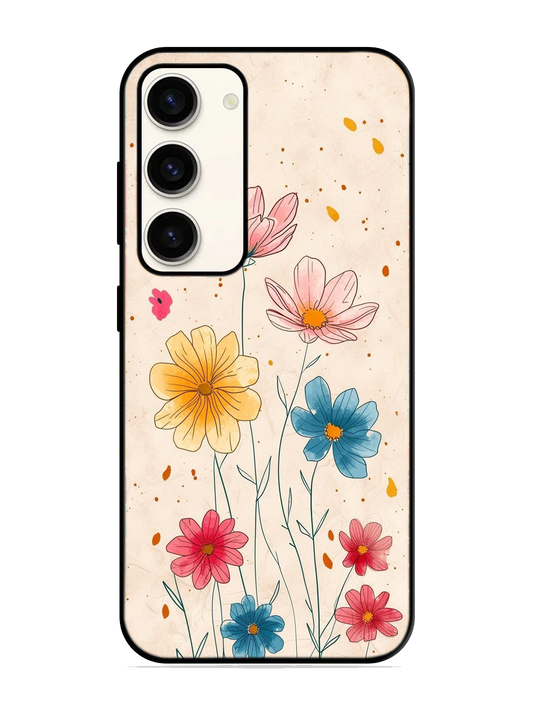 Flower Print Glass Case for Samsung S23 (a61)