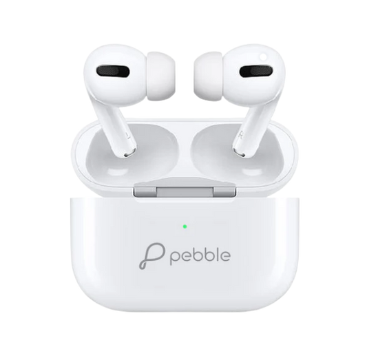 Pebble Echo Buds with One Year Warranty.