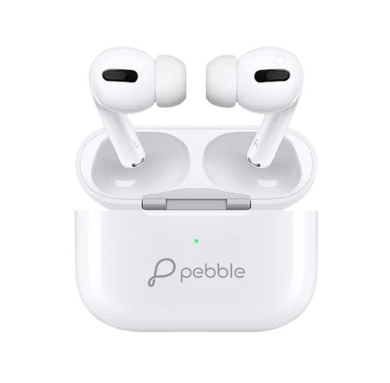 Pebble Echo Buds with One Year Warranty.