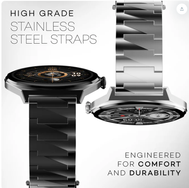 Pebble Royale Steel Smart Watch with One Year Warranty.